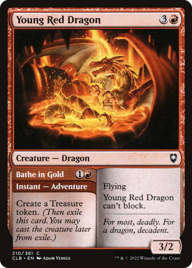 Young Red Dragon // Bathe in Gold (CLB-210) - Commander Legends: Battle for Baldur's Gate Foil - Premium MTG Single from Wizards of the Coast - Just $0.08! Shop now at Game Crave Tournament Store