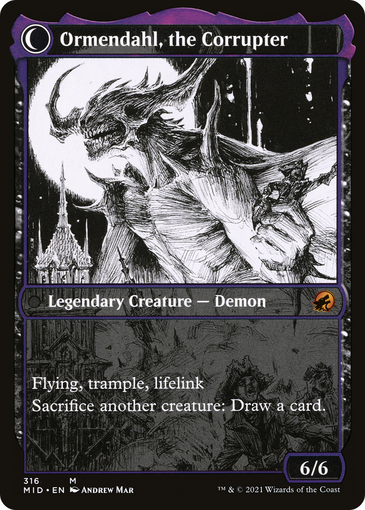Jerren, Corrupted Bishop // Ormendahl, the Corrupter (MID-316) - Innistrad: Midnight Hunt: (Showcase, Double Faced Transform) Foil - Premium MTG Single from Wizards of the Coast - Just $0.20! Shop now at Game Crave Tournament Store