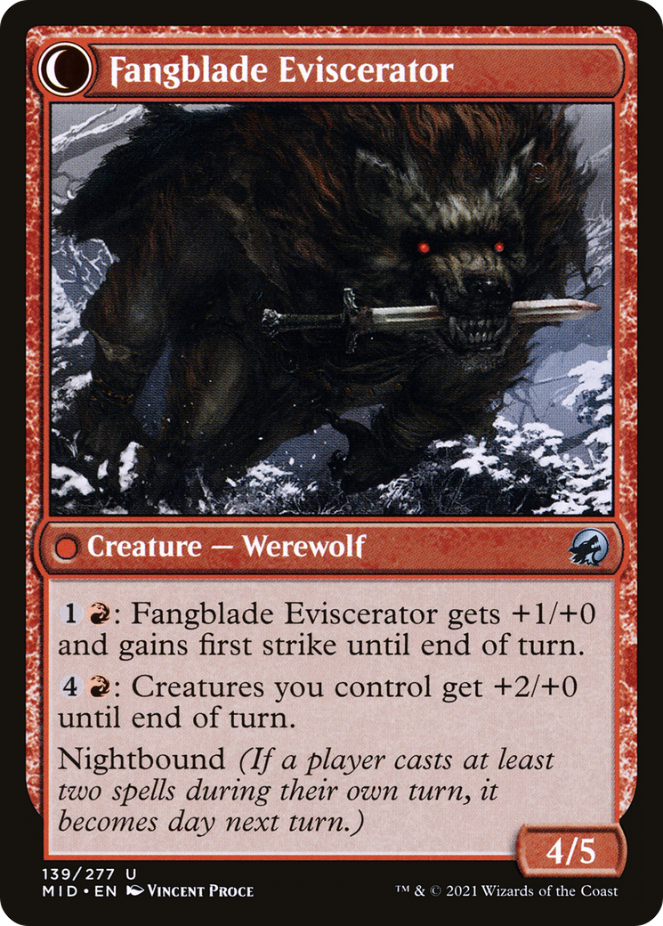 Fangblade Brigand // Fangblade Eviscerator (MID-139) - Innistrad: Midnight Hunt: (Double Faced Transform) - Premium MTG Single from Wizards of the Coast - Just $0.08! Shop now at Game Crave Tournament Store