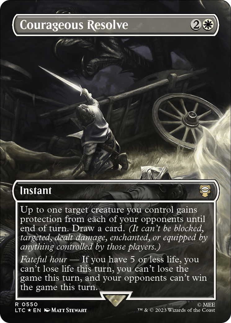 Courageous Resolve (LTC-550) - Tales of Middle-earth Commander (Borderless) Foil - Premium MTG Single from Wizards of the Coast - Just $1.36! Shop now at Game Crave Tournament Store