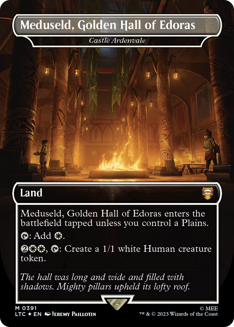 Castle Ardenvale (LTC-391) - Tales of Middle-earth Commander / Meduseld, Golden Hall of Edoras (Borderless) Foil - Premium MTG Single from Wizards of the Coast - Just $2.99! Shop now at Game Crave Tournament Store