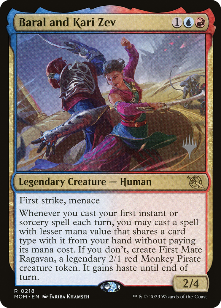 Baral and Kari Zev (PMOM-218P) - March of the Machine Promos Foil - Premium MTG Single from Wizards of the Coast - Just $0.29! Shop now at Game Crave Tournament Store