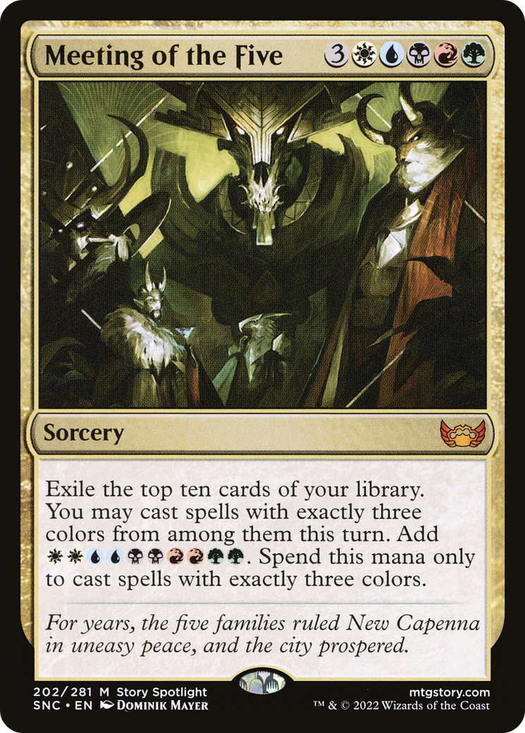 Meeting of the Five (SNC-202) - Streets of New Capenna Foil - Premium MTG Single from Wizards of the Coast - Just $0.08! Shop now at Game Crave Tournament Store