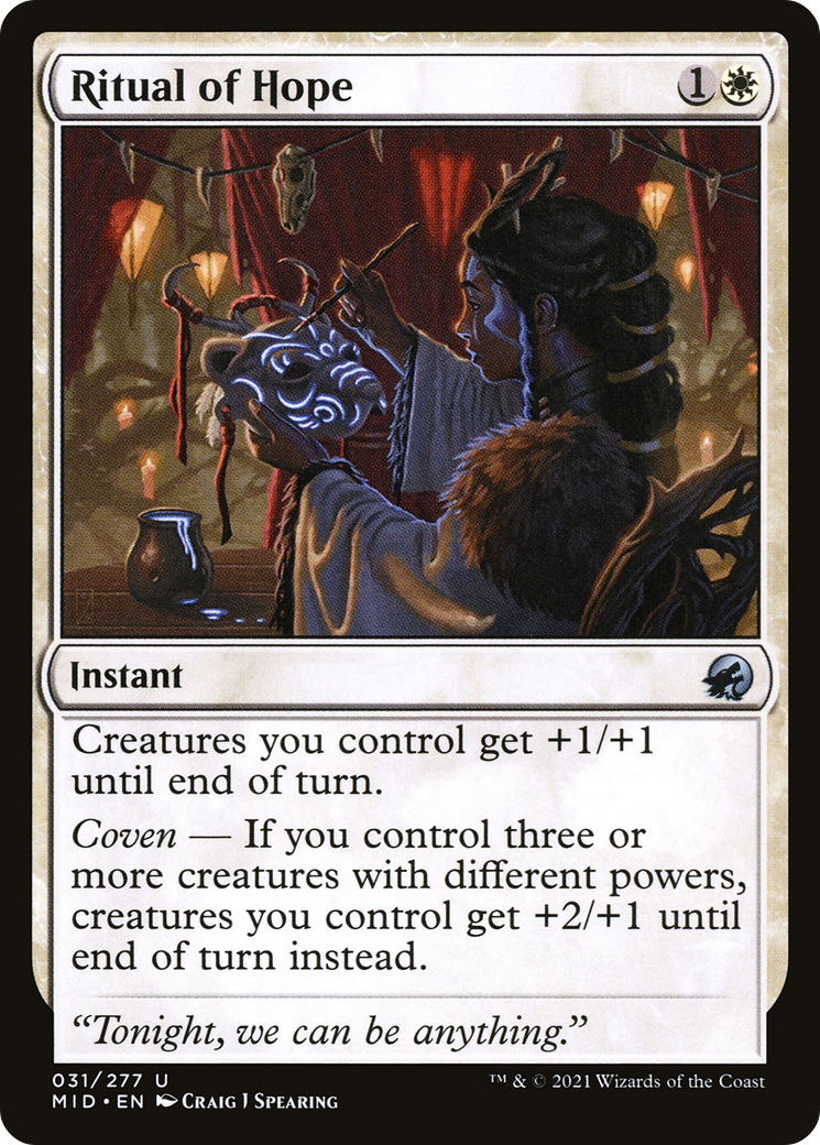 Ritual of Hope (MID-031) - Innistrad: Midnight Hunt - Premium MTG Single from Wizards of the Coast - Just $0.25! Shop now at Game Crave Tournament Store