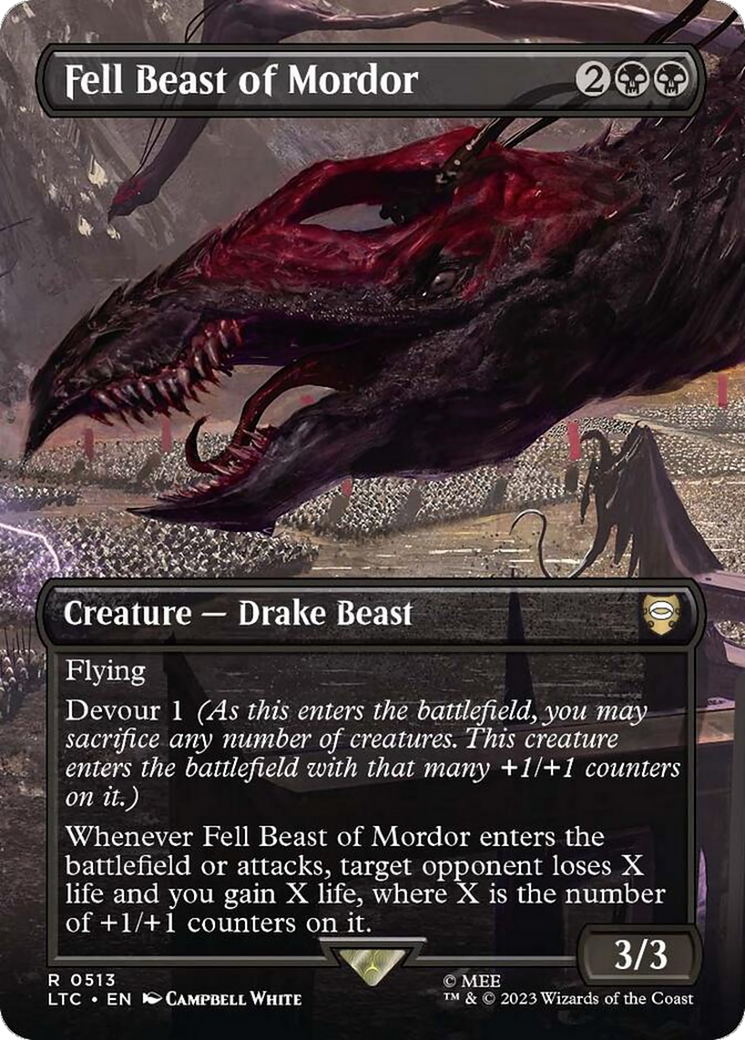 Fell Beast of Mordor (LTC-513) - Tales of Middle-earth Commander (Borderless) - Premium MTG Single from Wizards of the Coast - Just $0.09! Shop now at Game Crave Tournament Store
