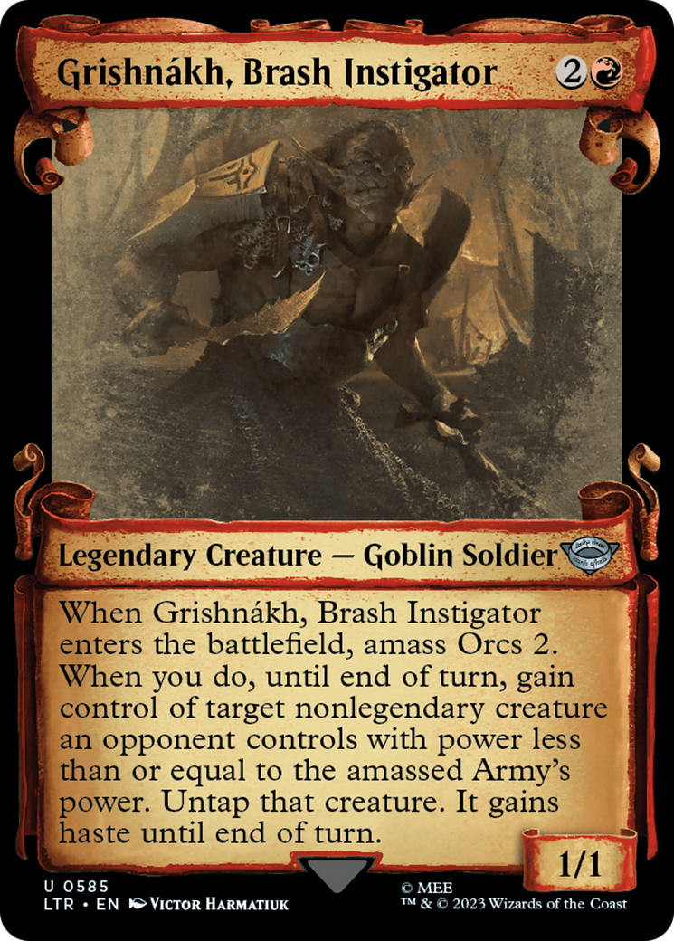 Grishnákh, Brash Instigator (LTR-585) - The Lord of the Rings: Tales of Middle-earth: (Showcase) Foil - Premium MTG Single from Wizards of the Coast - Just $0.08! Shop now at Game Crave Tournament Store