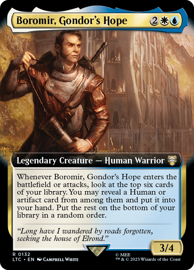 Boromir, Gondor's Hope (LTC-132) - Tales of Middle-earth Commander: (Extended Art) - Premium MTG Single from Wizards of the Coast - Just $0.22! Shop now at Game Crave Tournament Store