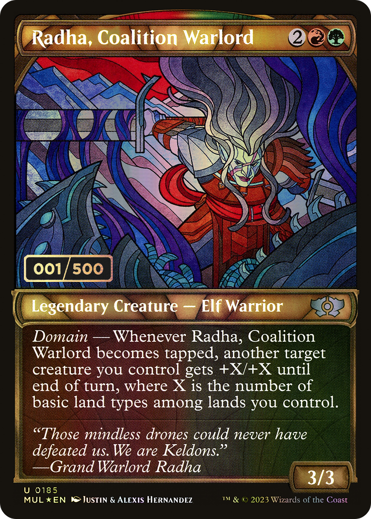 Radha, Coalition Warlord (MUL-185Z) - Multiverse Legends: (Showcase) Foil - Premium MTG Single from Wizards of the Coast - Just $16.24! Shop now at Game Crave Tournament Store