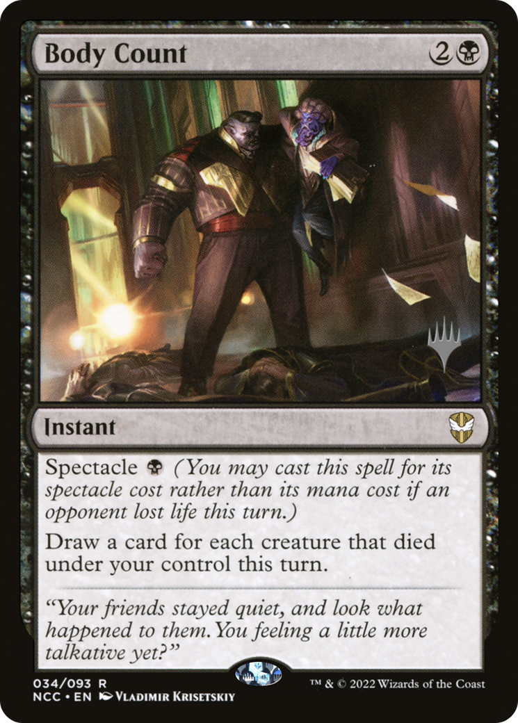 Body Count (PNCC-34P) - New Capenna Commander Promos Foil - Premium MTG Single from Wizards of the Coast - Just $1.89! Shop now at Game Crave Tournament Store