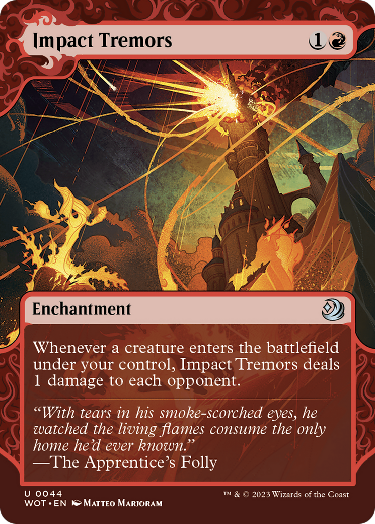 Impact Tremors (WOT-044) - Wilds of Eldraine: Enchanting Tales: (Showcase) (Borderless) - Premium MTG Single from Wizards of the Coast - Just $0.29! Shop now at Game Crave Tournament Store