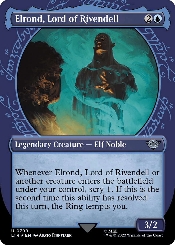 Elrond, Lord of Rivendell (LTR-799) - The Lord of the Rings: Tales of Middle-earth: (Showcase) (Borderless) Foil - Premium MTG Single from Wizards of the Coast - Just $0.08! Shop now at Game Crave Tournament Store