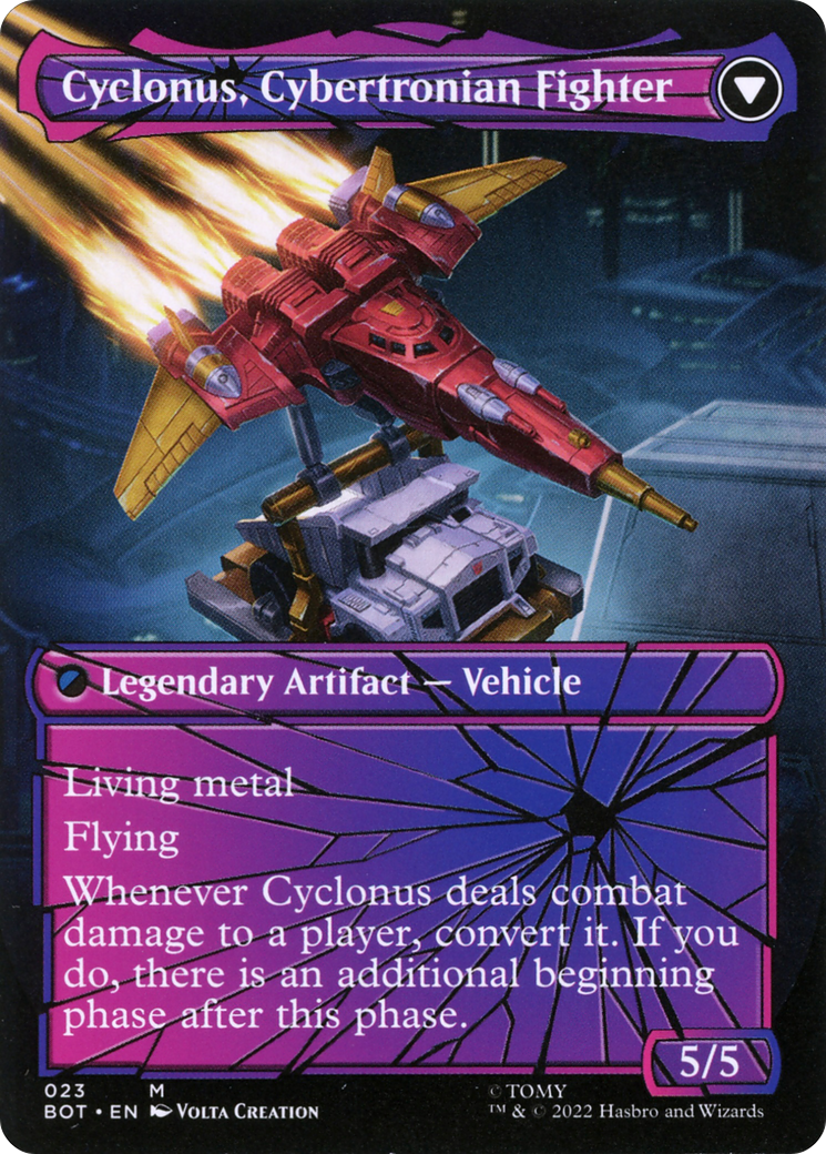 Cyclonus, the Saboteur // Cyclonus, Cybertronian Fighter (BOT-023) - Transformers: (convertdfc, shatteredglass) (Borderless) Foil - Premium MTG Single from Wizards of the Coast - Just $43.67! Shop now at Game Crave Tournament Store