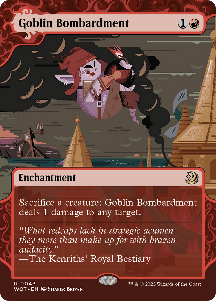 Goblin Bombardment (WOT-043) - Wilds of Eldraine: Enchanting Tales: (Showcase) (Borderless) Foil - Premium MTG Single from Wizards of the Coast - Just $1.21! Shop now at Game Crave Tournament Store