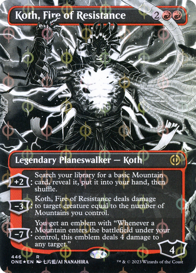 Koth, Fire of Resistance (ONE-446) - Phyrexia: All Will Be One: (Showcase) (Borderless) Foil - Premium MTG Single from Wizards of the Coast - Just $0.52! Shop now at Game Crave Tournament Store
