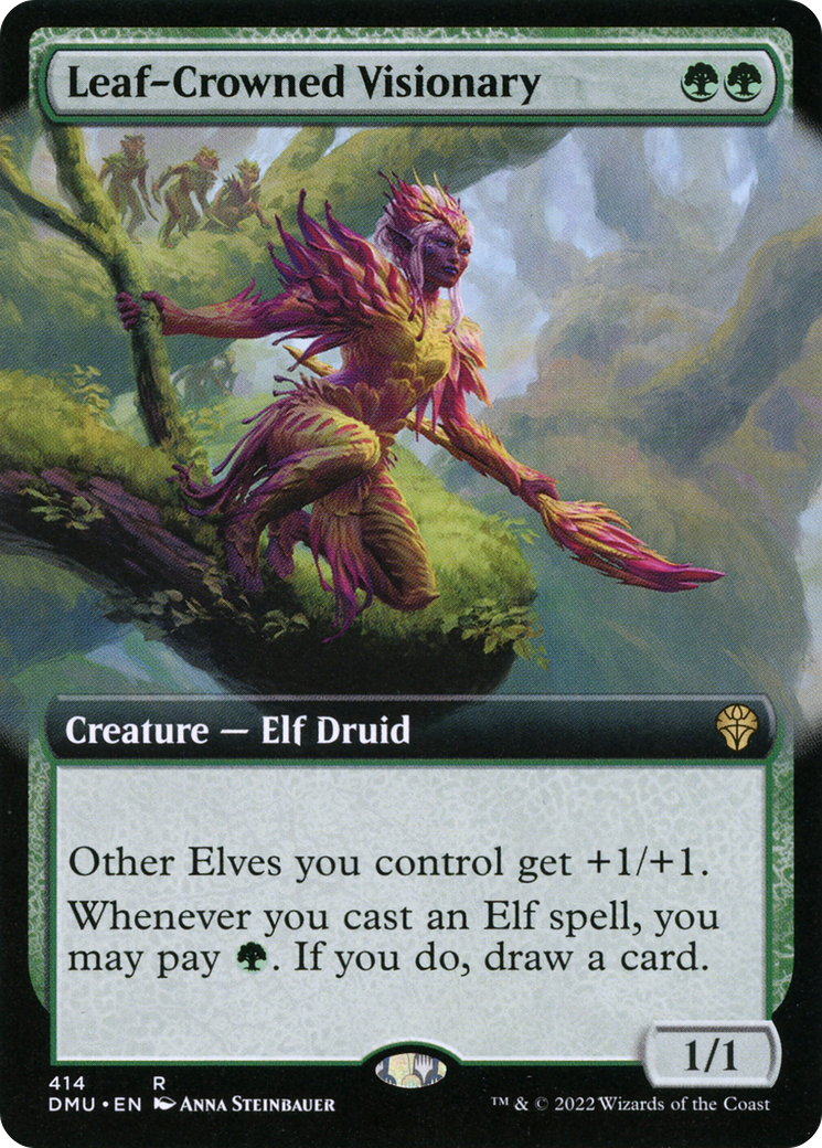 Leaf-Crowned Visionary (DMU-414) - Dominaria United: (Extended Art) Foil - Premium MTG Single from Wizards of the Coast - Just $4.20! Shop now at Game Crave Tournament Store