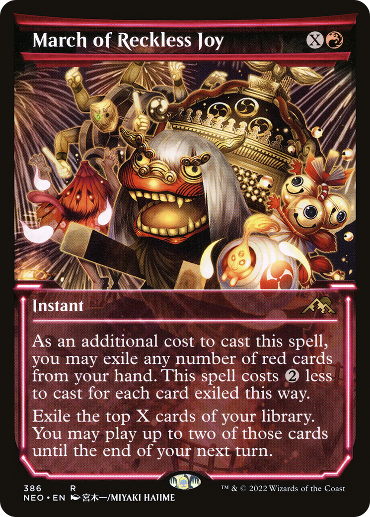 Game Crave Tournament Store - March of Reckless Joy (NEO-386) - Kamigawa: Neon Dynasty: (Showcase) Foil Game Crave Tournament Store - March of Reckless Joy (NEO-386) - Kamigawa: Neon Dynasty: (Showcase) Foil