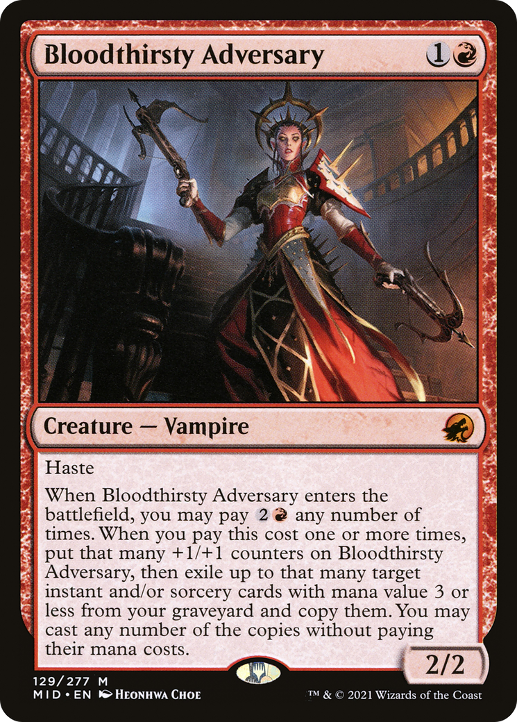Bloodthirsty Adversary (MID-129) - Innistrad: Midnight Hunt - Premium MTG Single from Wizards of the Coast - Just $0.11! Shop now at Game Crave Tournament Store