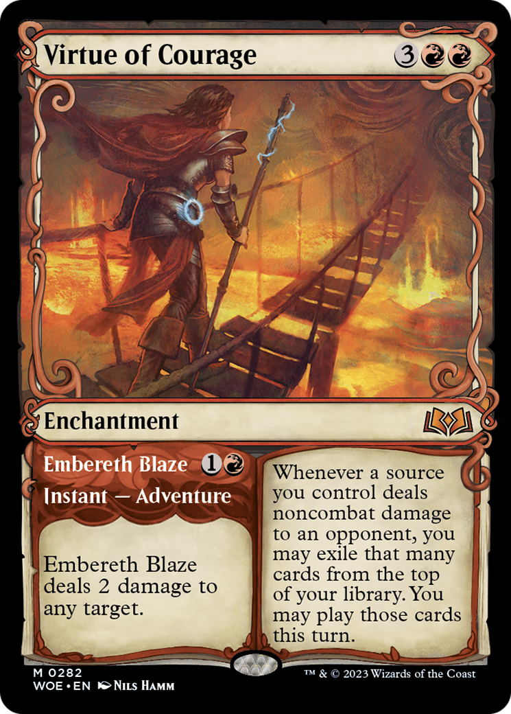 Virtue of Courage // Embereth Blaze (WOE-282) - Wilds of Eldraine: (Showcase) - Premium MTG Single from Wizards of the Coast - Just $0.97! Shop now at Game Crave Tournament Store