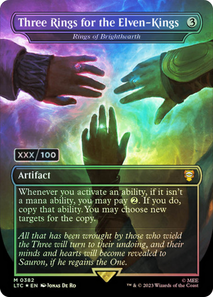 Rings of Brighthearth (LTC-382Z) - Tales of Middle-earth Commander / Three Rings for the Elven-Kings (Borderless) Foil - Premium MTG Single from Wizards of the Coast - Just $156! Shop now at Game Crave Tournament Store