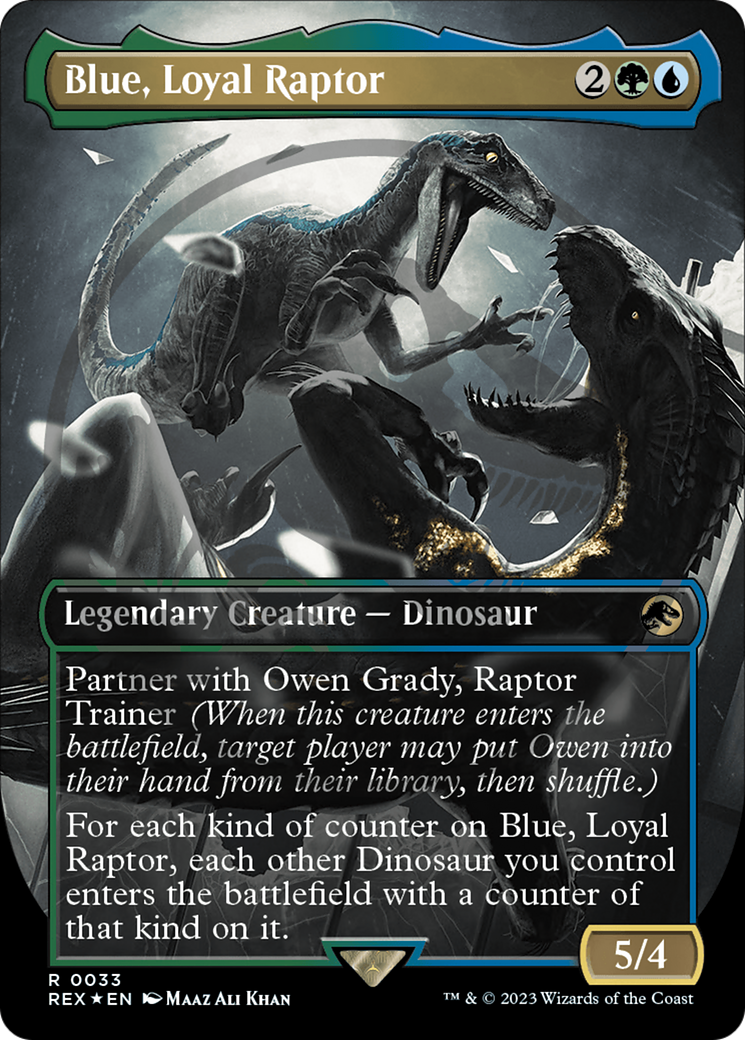 Blue, Loyal Raptor (REX-033) - Jurassic World Collection (Borderless) Foil - Premium MTG Single from Wizards of the Coast - Just $127.24! Shop now at Game Crave Tournament Store