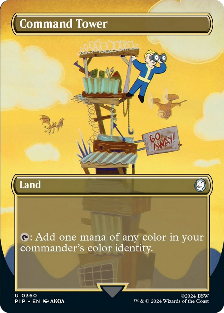 Command Tower (PIP-360) - Fallout (Borderless) Foil - Premium MTG Single from Wizards of the Coast - Just $3.62! Shop now at Game Crave Tournament Store