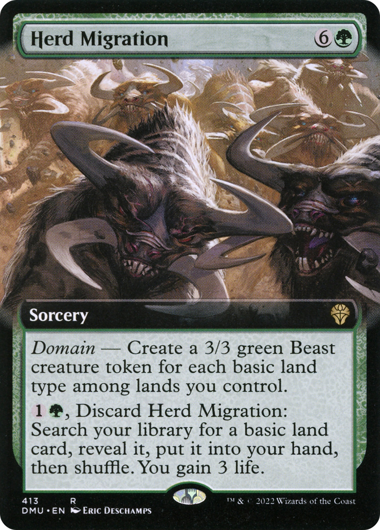 Herd Migration (DMU-413) - Dominaria United: (Extended Art) - Premium MTG Single from Wizards of the Coast - Just $0.10! Shop now at Game Crave Tournament Store