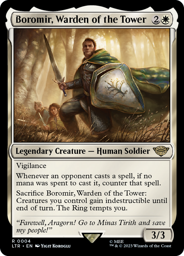 Boromir, Warden of the Tower (LTR-004) - The Lord of the Rings: Tales of Middle-earth - Premium MTG Single from Wizards of the Coast - Just $0.45! Shop now at Game Crave Tournament Store