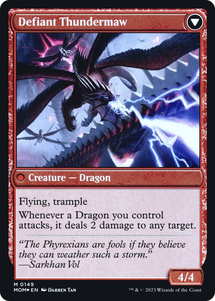 Invasion of Tarkir // Defiant Thundermaw (PMOM-149S) - March of the Machine Promos Foil - Premium MTG Single from Wizards of the Coast - Just $2.78! Shop now at Game Crave Tournament Store