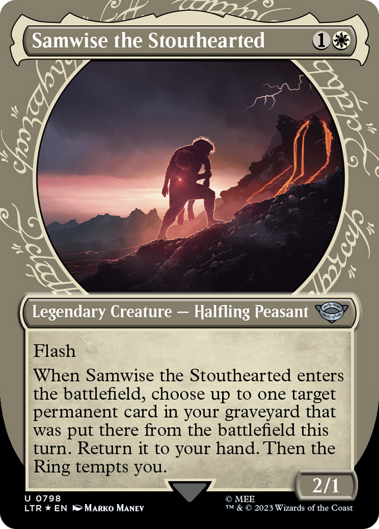 Samwise the Stouthearted (LTR-798) - The Lord of the Rings: Tales of Middle-earth: (Showcase) (Borderless) Foil - Premium MTG Single from Wizards of the Coast - Just $0.08! Shop now at Game Crave Tournament Store