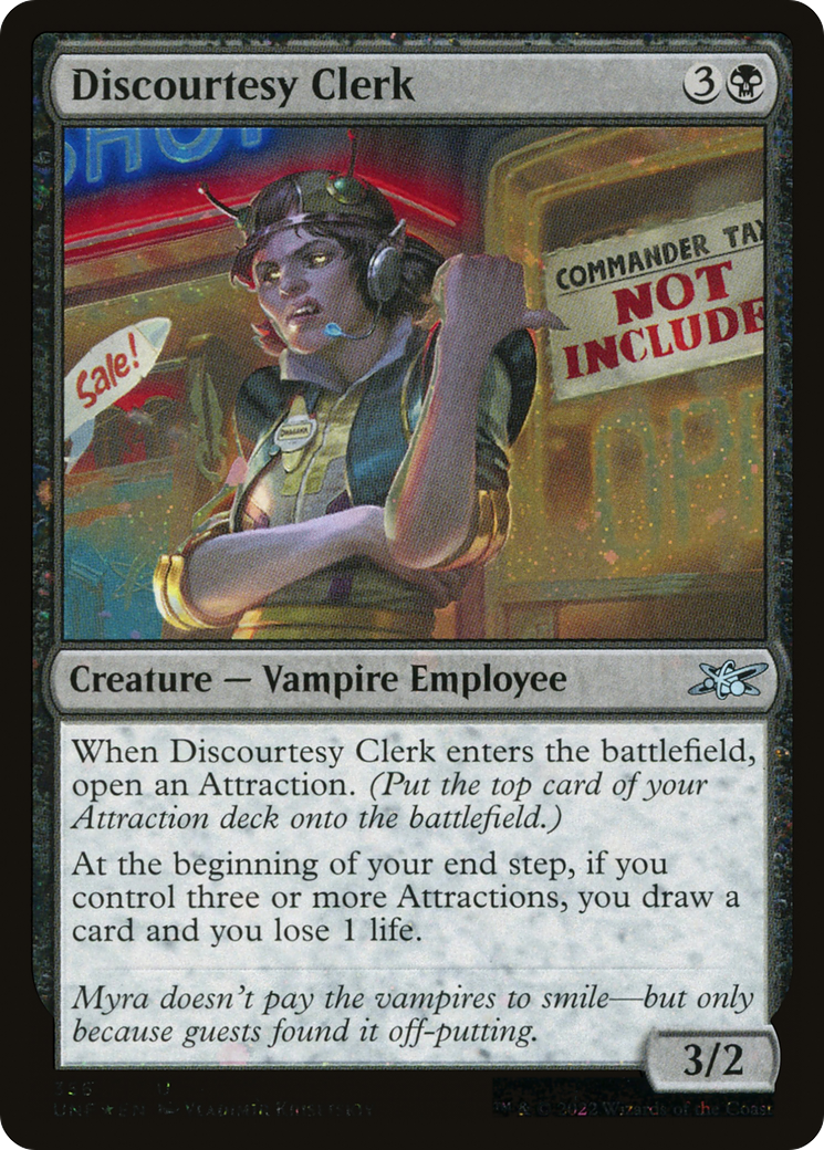 Discourtesy Clerk (UNF-356) - Unfinity Foil - Premium MTG Single from Wizards of the Coast - Just $1.30! Shop now at Game Crave Tournament Store
