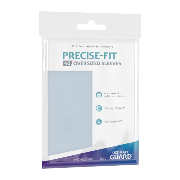 Ultimate Guard Precise-Fit Oversized Sleeves (40ct) - Clear - Premium from Ultimate Guard - Just $4.99! Shop now at Game Crave Tournament Store