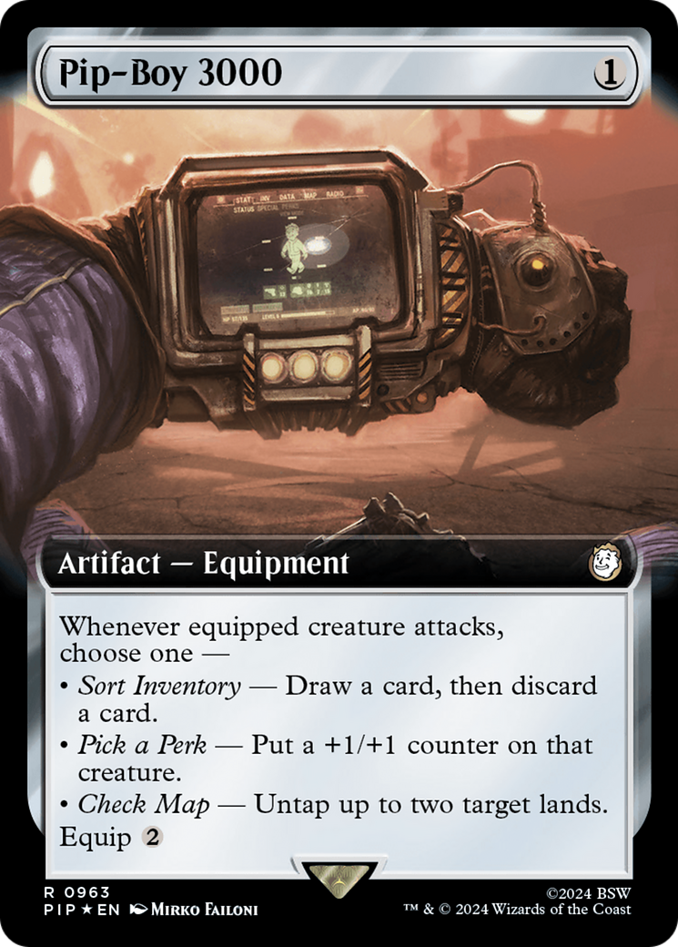 Pip-Boy 3000 (PIP-963) - Fallout: (Extended Art) - Premium MTG Single from Wizards of the Coast - Just $9.51! Shop now at Game Crave Tournament Store