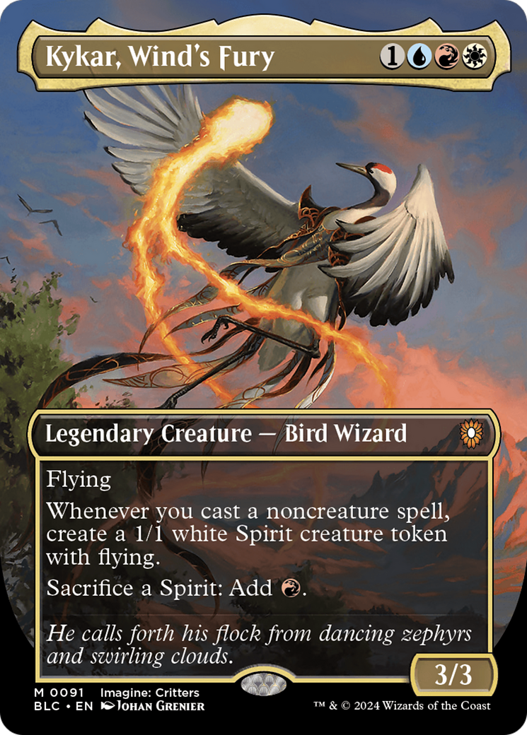 Kykar, Wind's Fury (BLC-091) - Bloomburrow Commander (Borderless) - Premium MTG Single from Wizards of the Coast - Just $4.11! Shop now at Game Crave Tournament Store