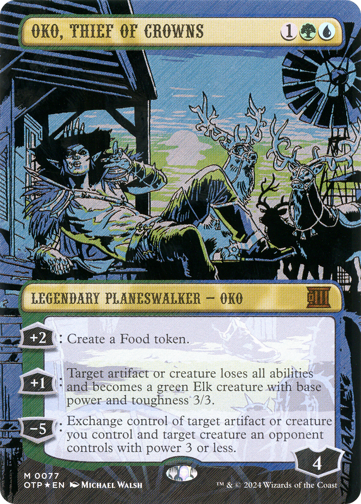 Oko, Thief of Crowns (OTP-077) - Breaking News (Borderless) Foil - Premium MTG Single from Wizards of the Coast - Just $38.32! Shop now at Game Crave Tournament Store