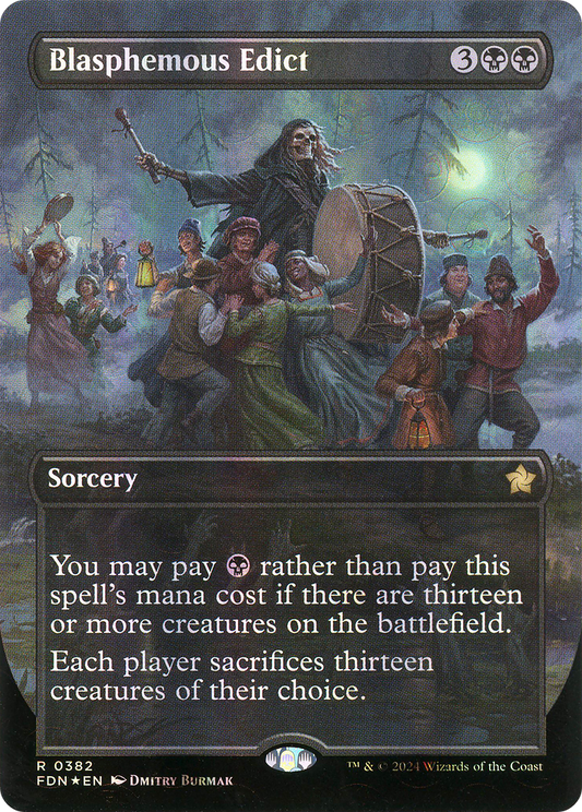 Blasphemous Edict (FDN-382) - Foundations (Borderless) Foil - Premium MTG Single from Wizards of the Coast - Just $28.66! Shop now at Game Crave Tournament Store
