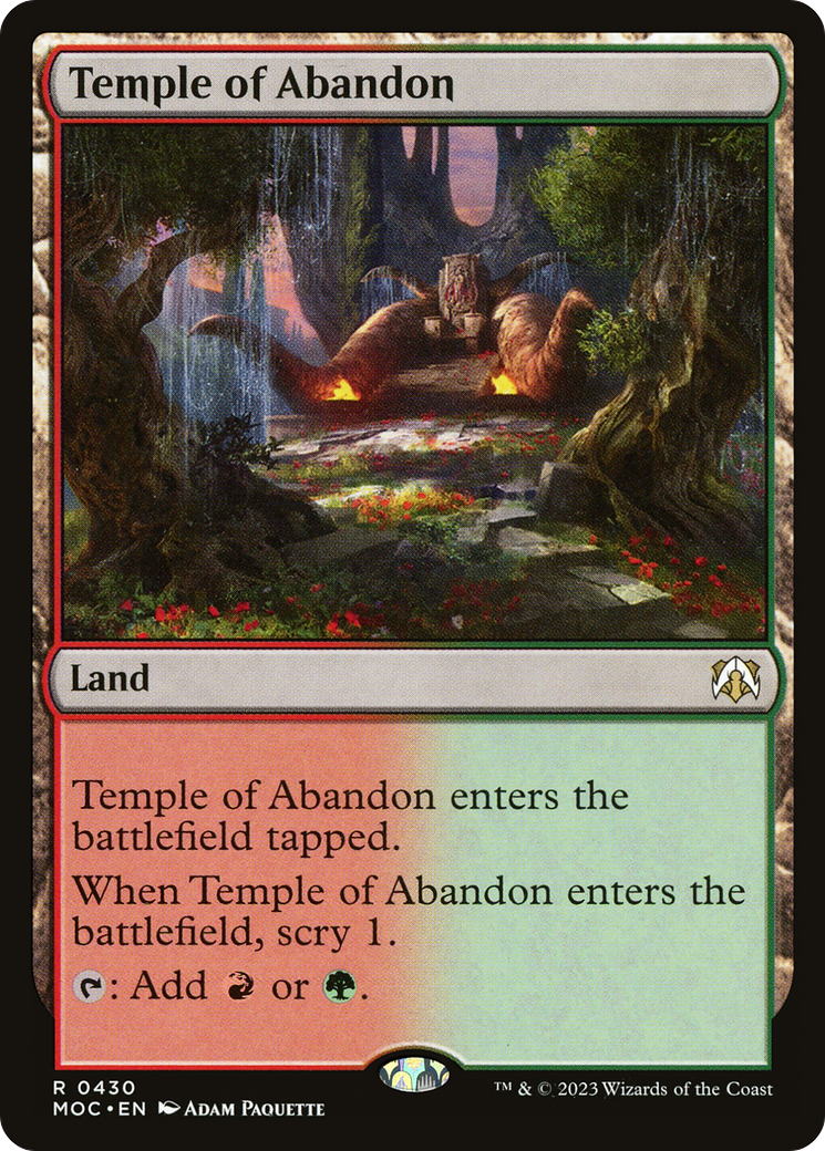 Temple of Abandon (MOC-430) - March of the Machine Commander - Premium MTG Single from Wizards of the Coast - Just $0.08! Shop now at Game Crave Tournament Store