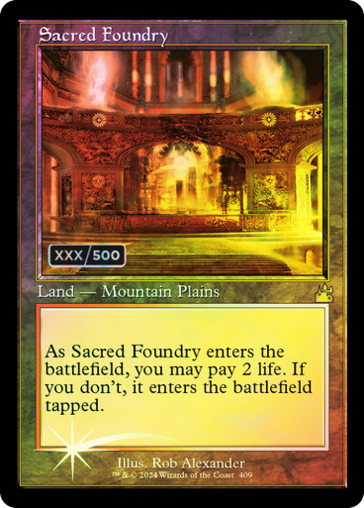 Sacred Foundry (RVR-409Z) - Ravnica Remastered Foil - Premium MTG Single from Wizards of the Coast - Just $396.66! Shop now at Game Crave Tournament Store