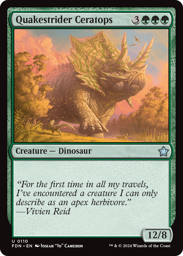 Quakestrider Ceratops (FDN-110) - Foundations - Premium MTG Single from Wizards of the Coast - Just $0.25! Shop now at Game Crave Tournament Store