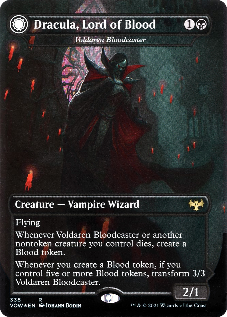Voldaren Bloodcaster // Bloodbat Summoner (VOW-338) - Innistrad: Crimson Vow: (Double Faced Transform) (Borderless) Foil - Premium MTG Single from Wizards of the Coast - Just $0.80! Shop now at Game Crave Tournament Store