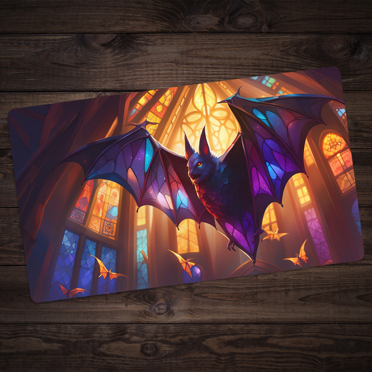 Stained Glass Bat Playmat - Premium Playmat from Inked Gaming - Just $34.99! Shop now at Game Crave Tournament Store