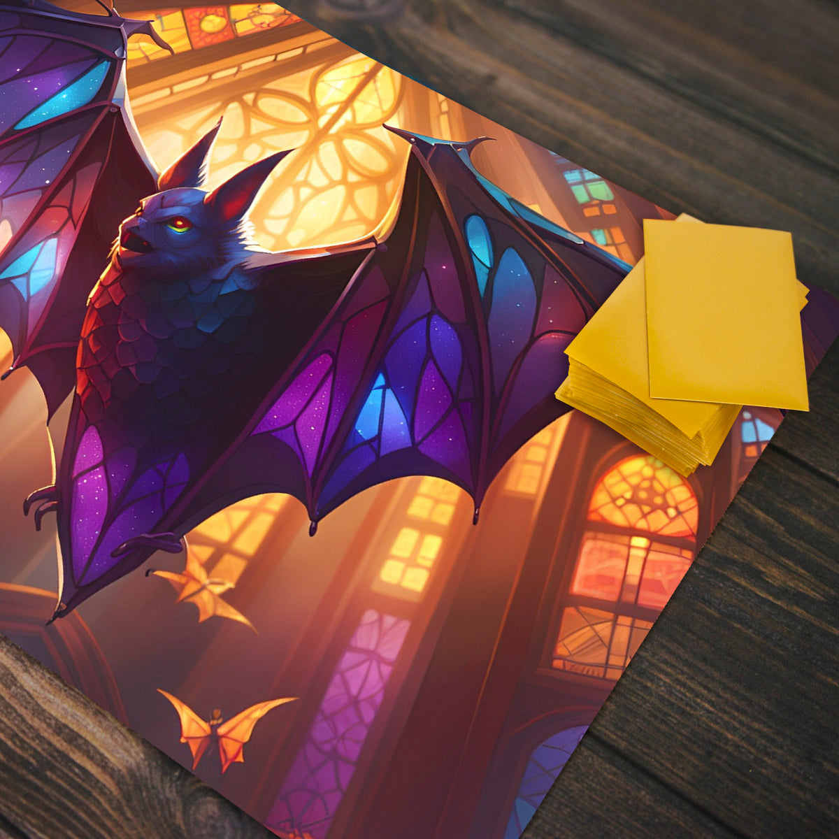 Stained Glass Bat Playmat - Premium Playmat from Inked Gaming - Just $34.99! Shop now at Game Crave Tournament Store