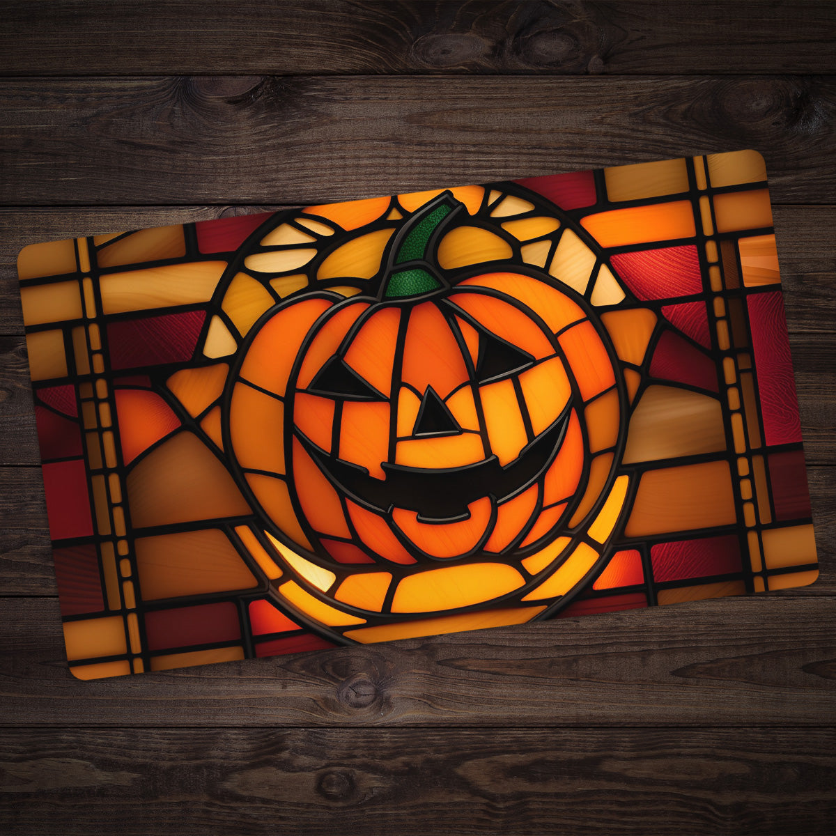 Stained Glass Pumpkin Playmat - Premium Playmat from Inked Gaming - Just $34.99! Shop now at Game Crave Tournament Store