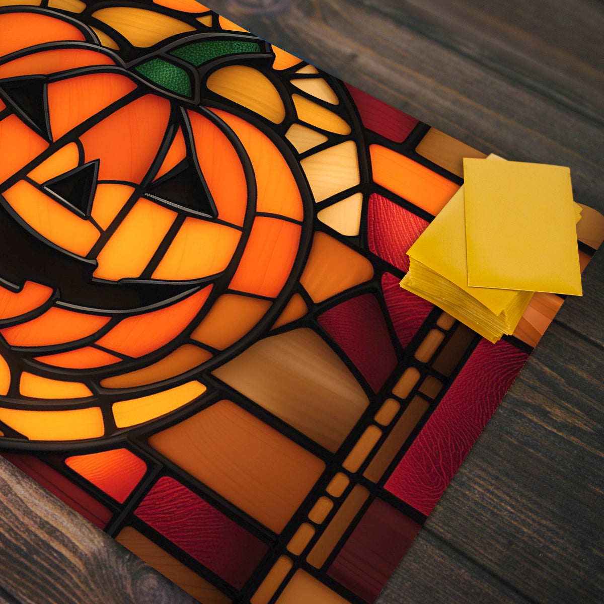 Stained Glass Pumpkin Playmat - Premium Playmat from Inked Gaming - Just $34.99! Shop now at Game Crave Tournament Store