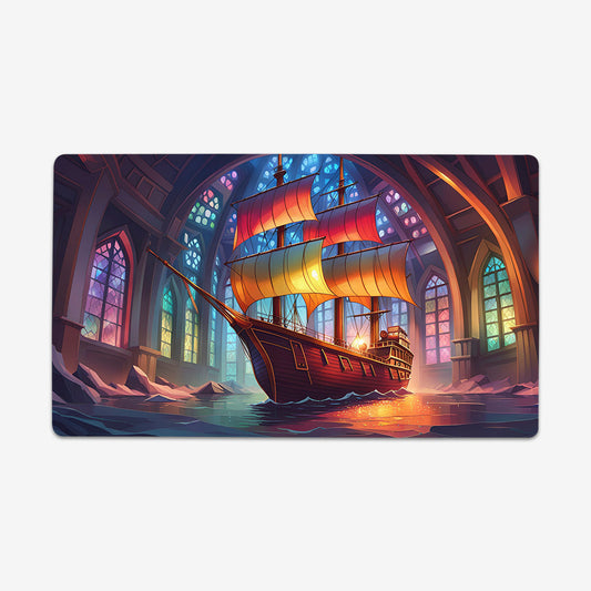 Stained Glass Ship Playmat - Premium Playmat from Inked Gaming - Just $34.99! Shop now at Game Crave Tournament Store