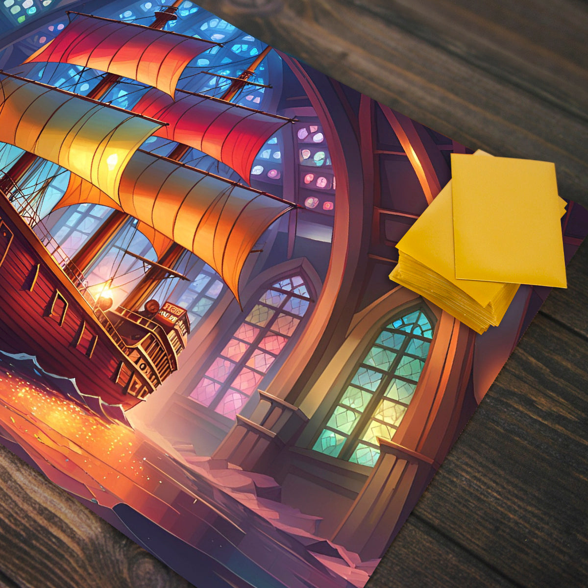 Stained Glass Ship Playmat - Premium Playmat from Inked Gaming - Just $34.99! Shop now at Game Crave Tournament Store