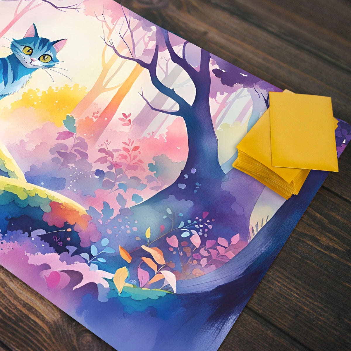 Watercolor Magical Cat Playmat - Premium Playmat from Inked Gaming - Just $34.99! Shop now at Game Crave Tournament Store