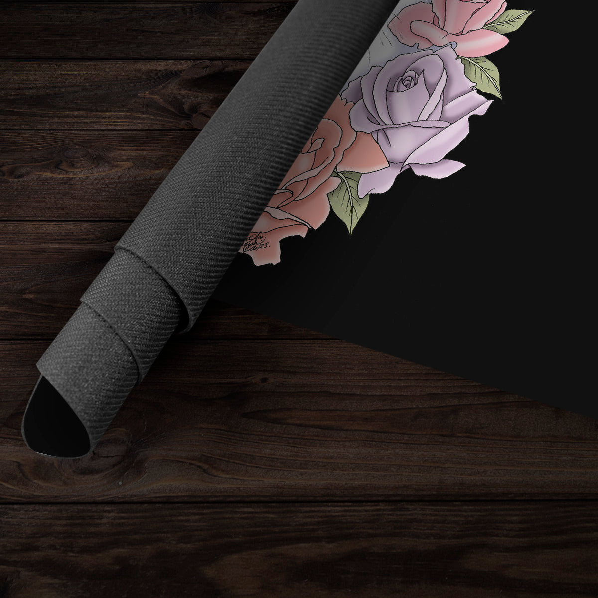White Cat And Roses Playmat - Premium Desk Mat from Inked Gaming - Just $34.99! Shop now at Game Crave Tournament Store