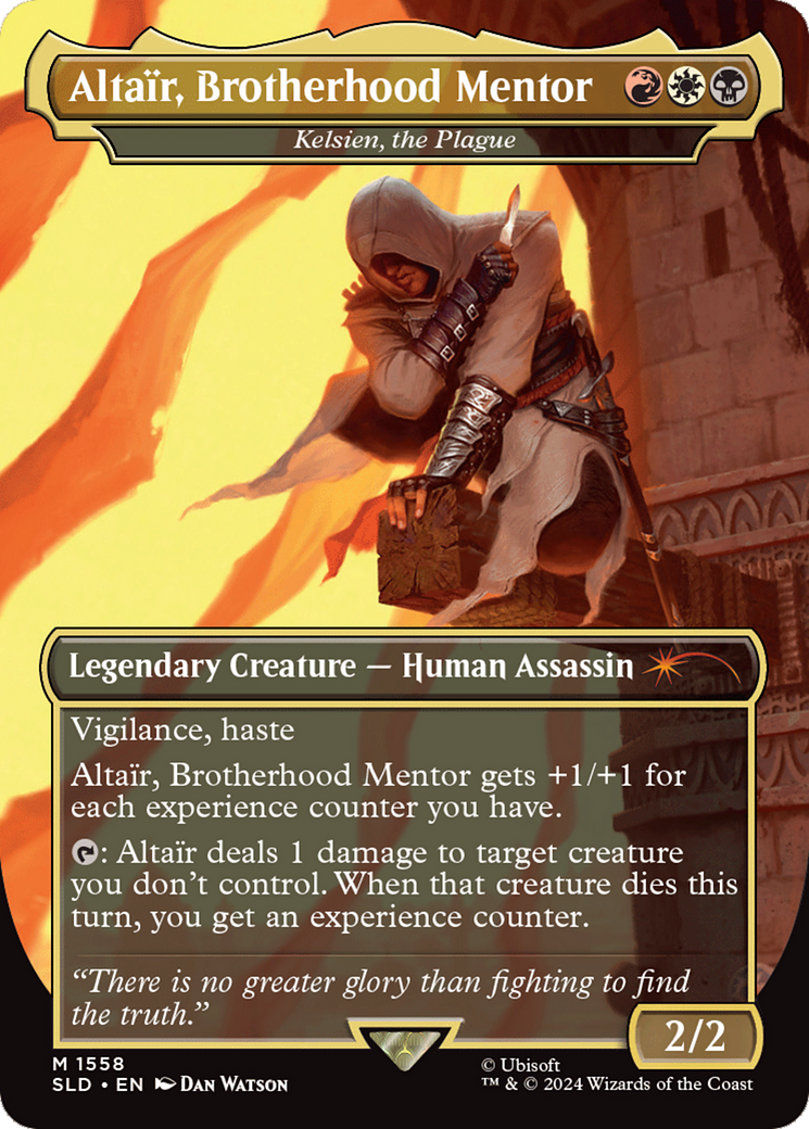 Kelsien, the Plague (SLD-1558) - Secret Lair Drop / Altaïr, Brotherhood Mentor (Borderless) Foil - Premium MTG Single from Wizards of the Coast - Just $0! Shop now at Game Crave Tournament Store