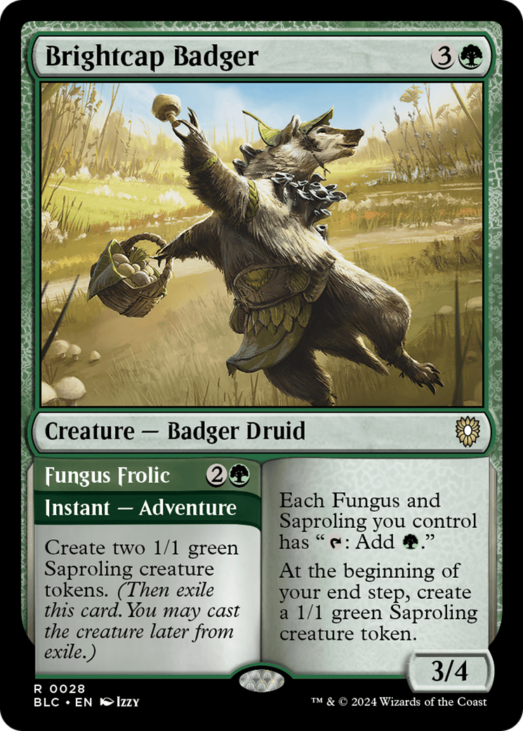 Brightcap Badger // Fungus Frolic (BLC-028) - Bloomburrow Commander - Premium MTG Single from Wizards of the Coast - Just $0.42! Shop now at Game Crave Tournament Store