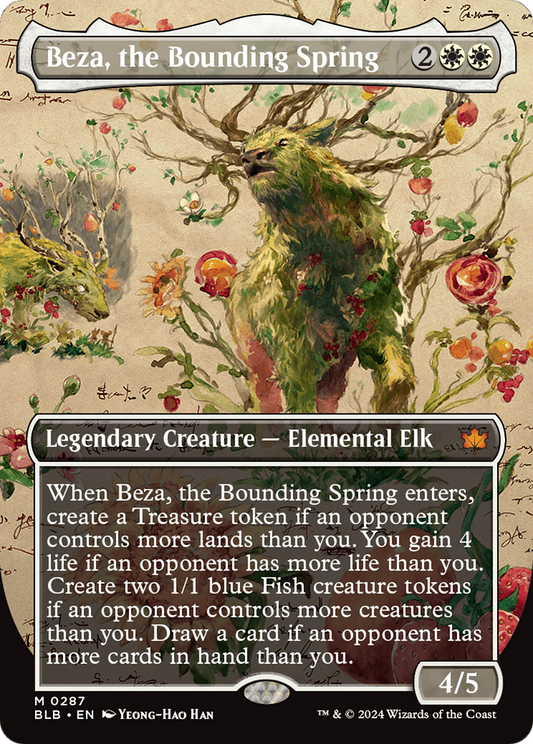Beza, the Bounding Spring (BLB-287) - Bloomburrow: (Showcase) (Borderless) - Premium MTG Single from Wizards of the Coast - Just $10.55! Shop now at Game Crave Tournament Store